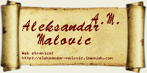 Aleksandar Malović vizit kartica
